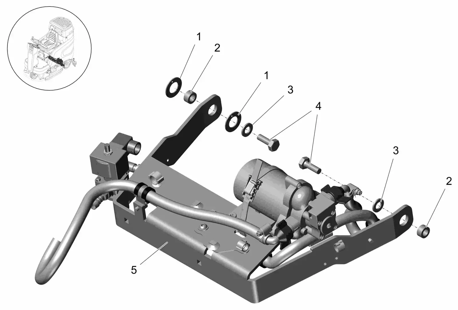 PowerBoss Scrubmaster B120R brush head rocker drawing, manual page 28C p58