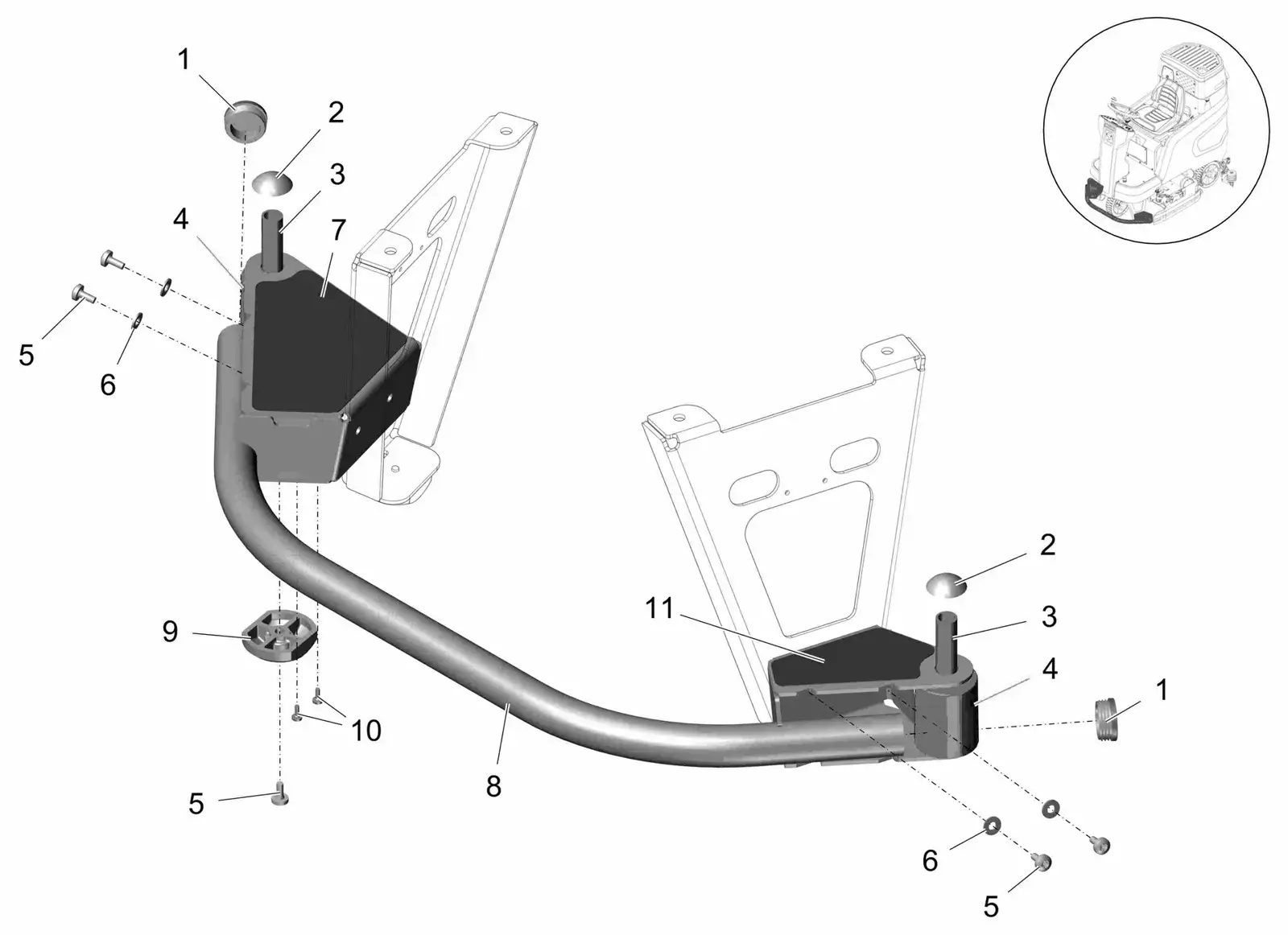 PowerBoss Scrubmaster B120R bumper front tb900-wb850 drawing, manual page 33C p2