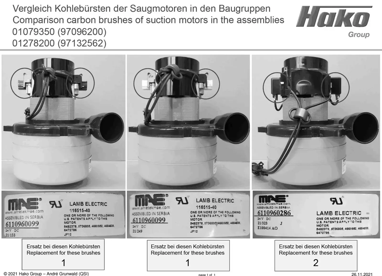 PowerBoss Scrubmaster B120R carbon brushes drawing, manual page 28C p73