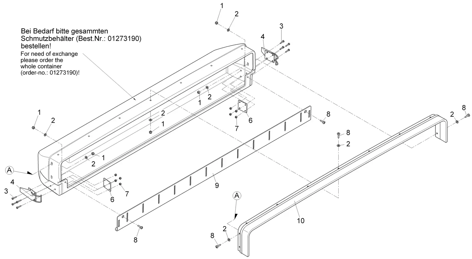 PowerBoss Scrubmaster B120R dirt container (01273190) drawing, manual page 33C p31
