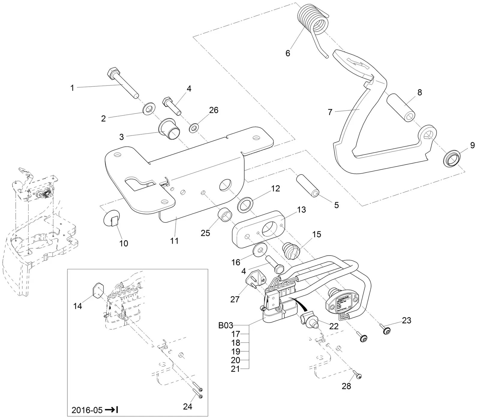 PowerBoss Scrubmaster B120R drive sensor drawing, manual page 28C p12