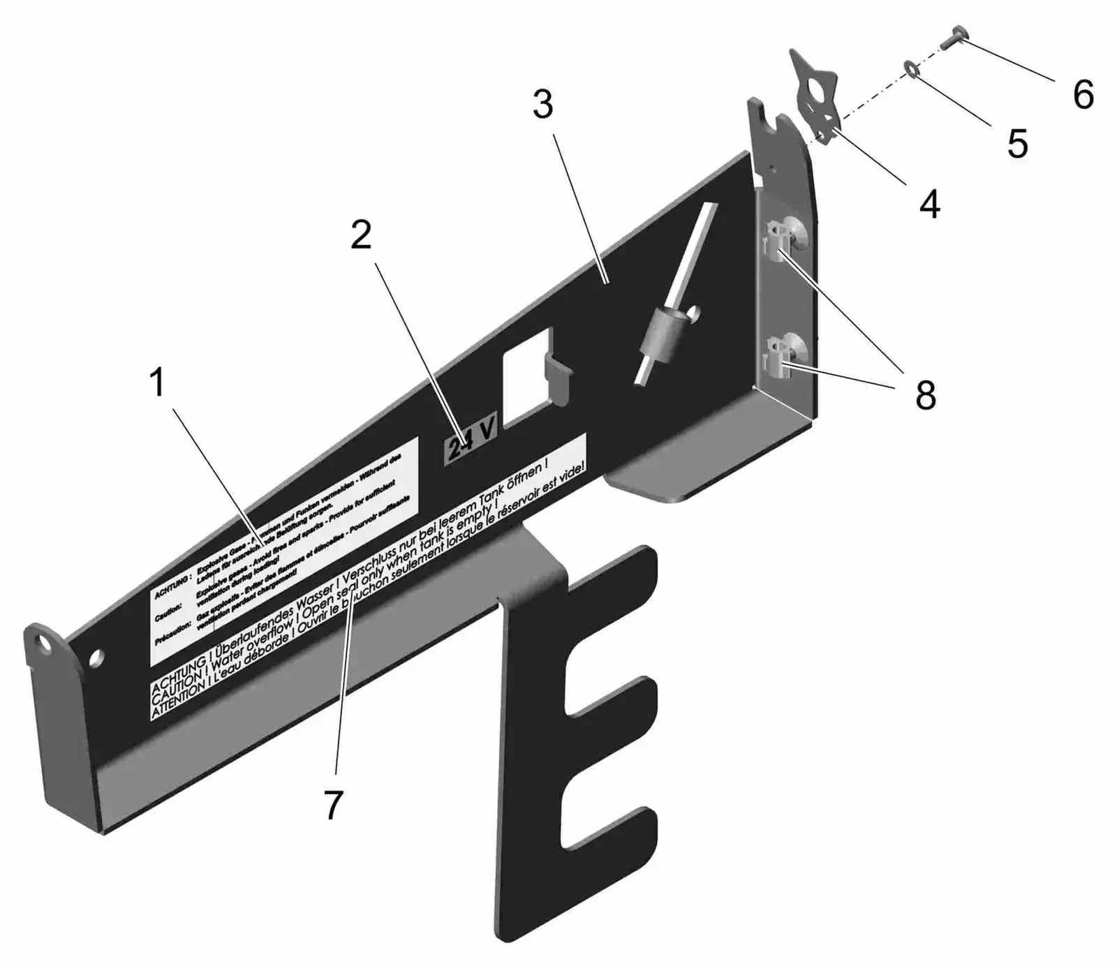 PowerBoss Scrubmaster B120R hinge sheet metal drawing, manual page 28C p79