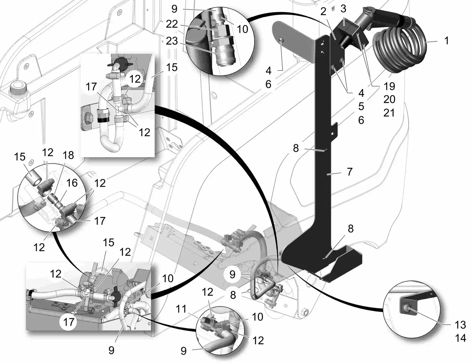 PowerBoss Scrubmaster B120R sprinkle nozzle incl. holder drawing, manual page 28C p101