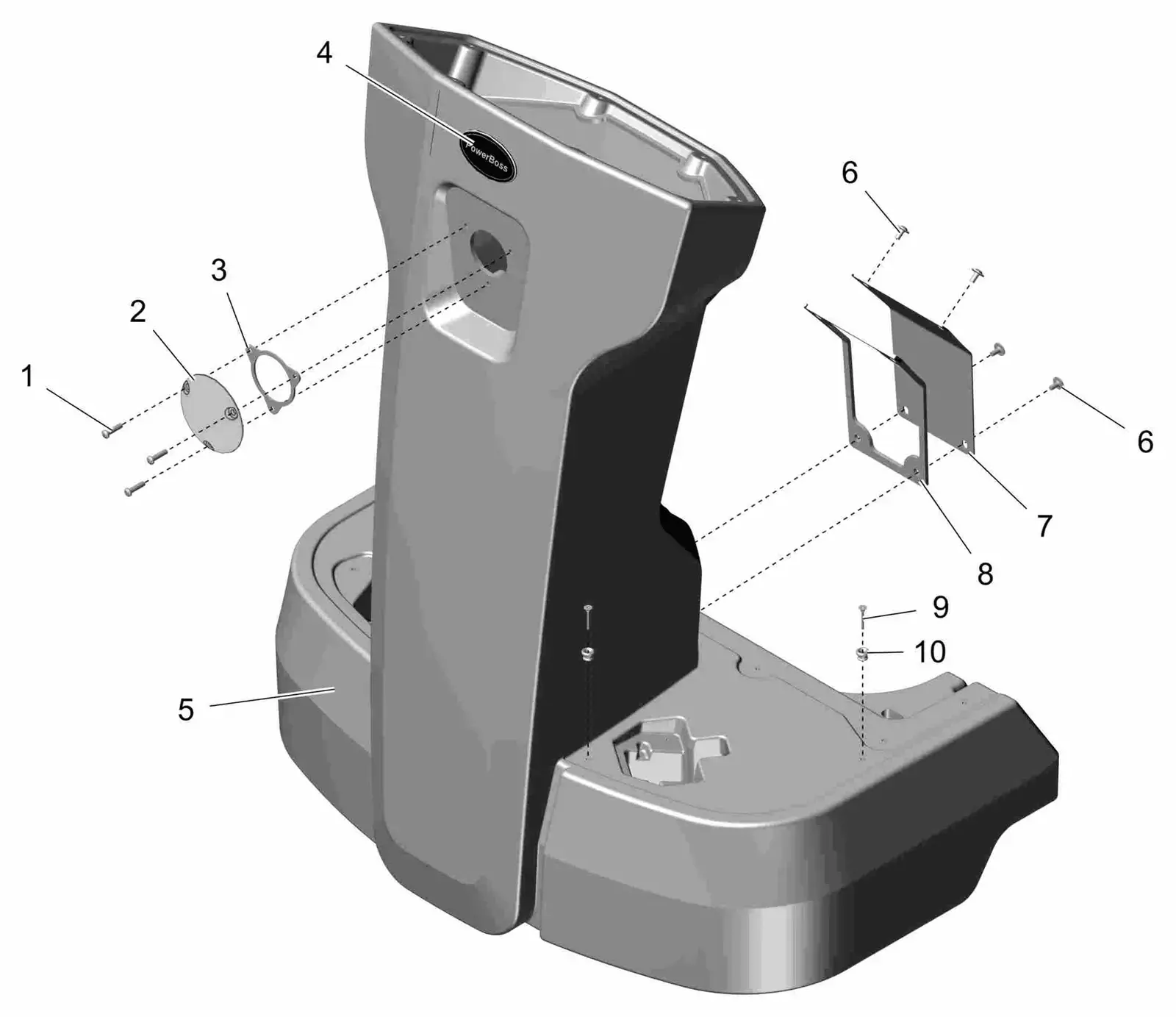 PowerBoss Scrubmaster B120R steering column drawing, manual page 28C p10
