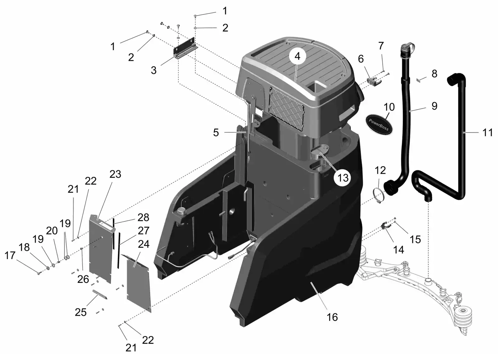 PowerBoss Scrubmaster B120R water tank red drawing, manual page 28C p68