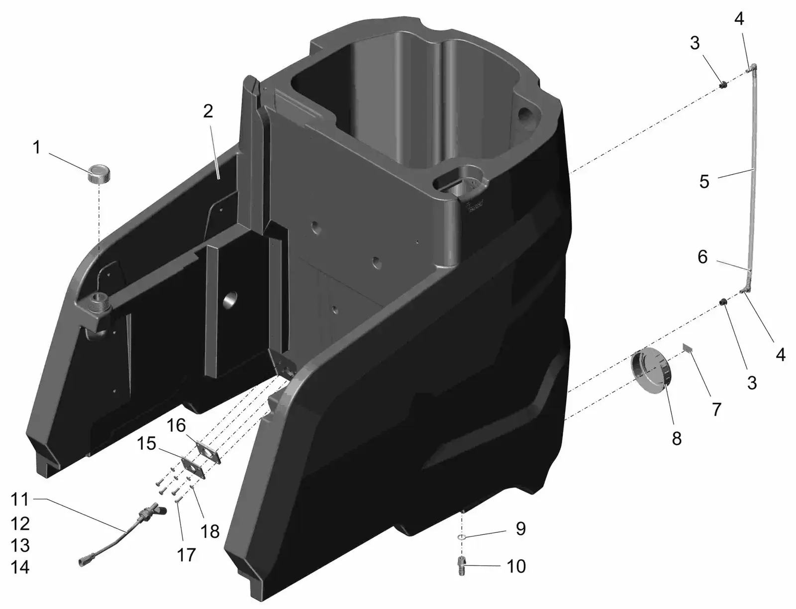 PowerBoss Scrubmaster B120R water tank drawing, manual page 28C p77