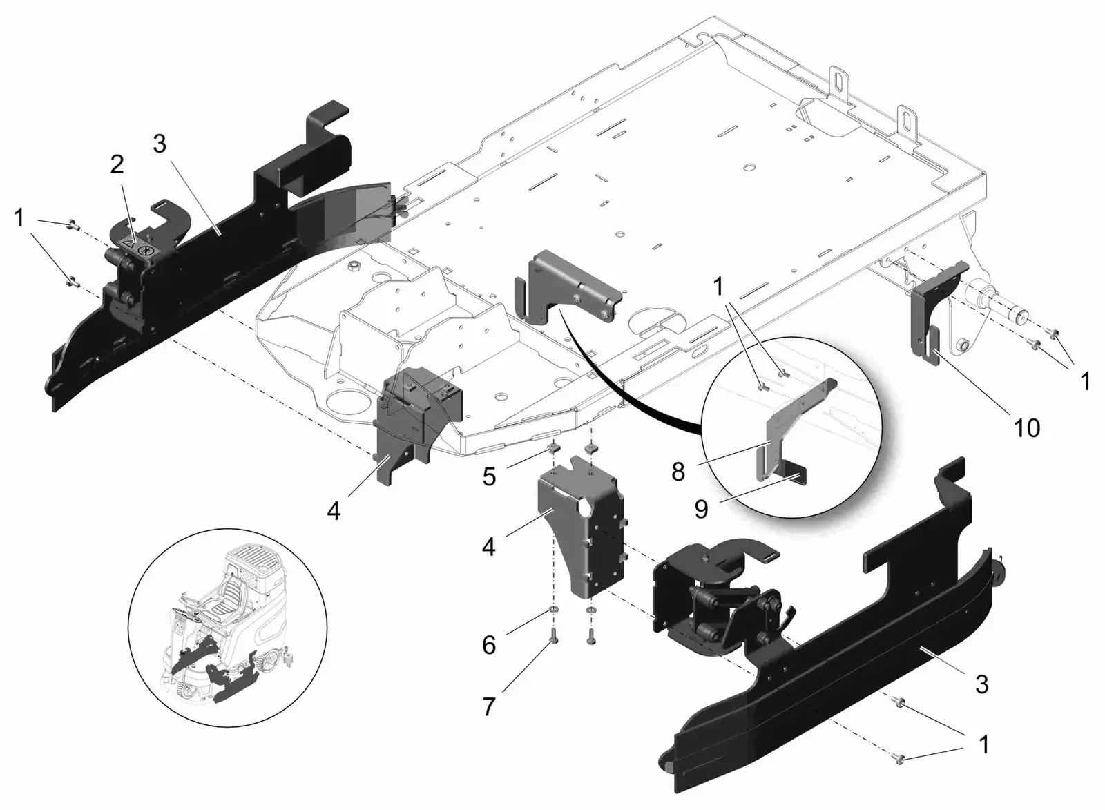 PowerBoss Scrubmaster B120R wiper cylindrical brush 700 drawing, manual page 28C p62