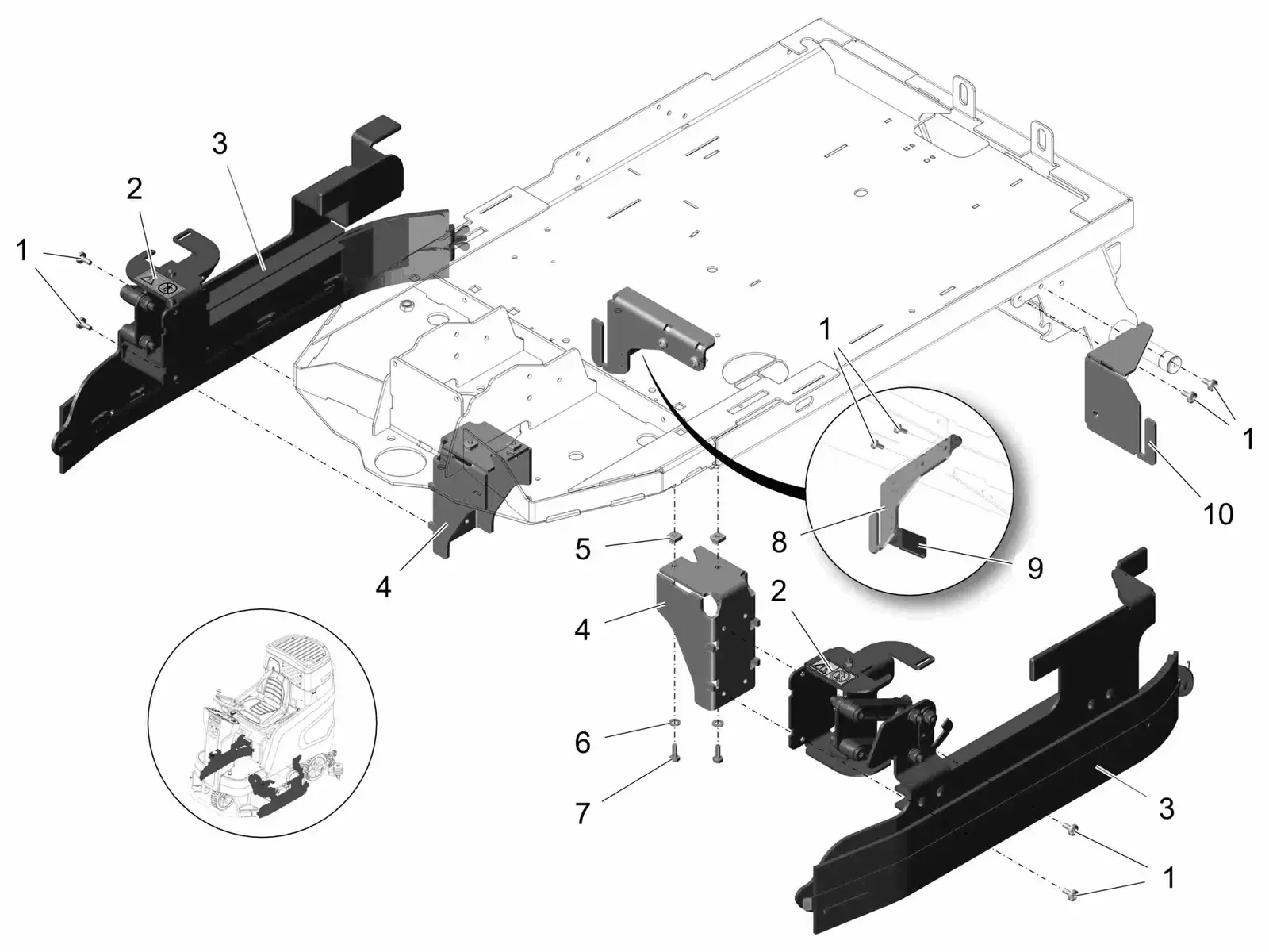 PowerBoss Scrubmaster B120R wiper cylindrical brush 850 drawing, manual page 33C p48