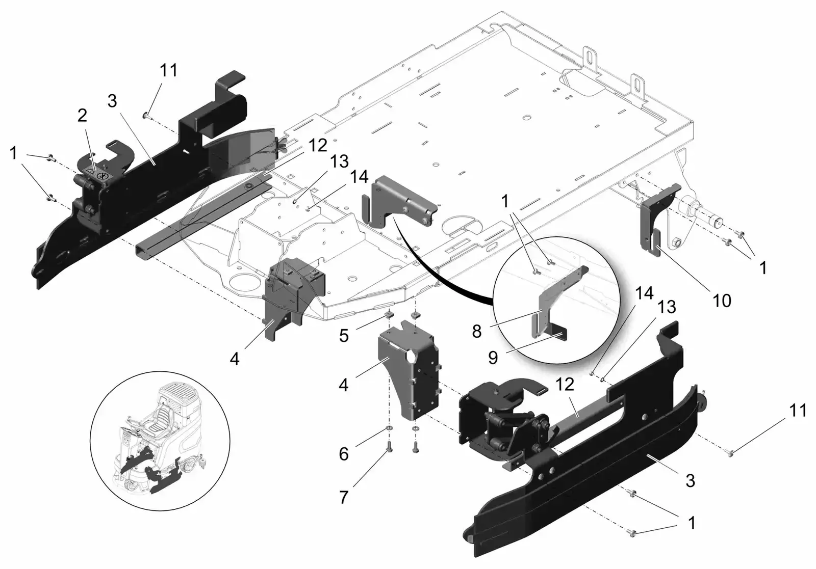 PowerBoss Scrubmaster B120R wiper disk brush 750 drawing, manual page 30D p40