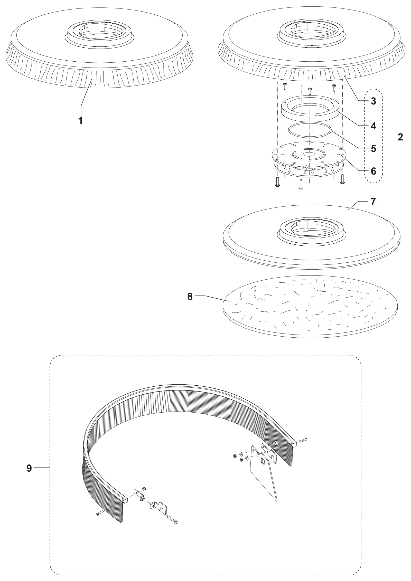 Exploded view of the Advance SC450 accessories with numbered item callouts
