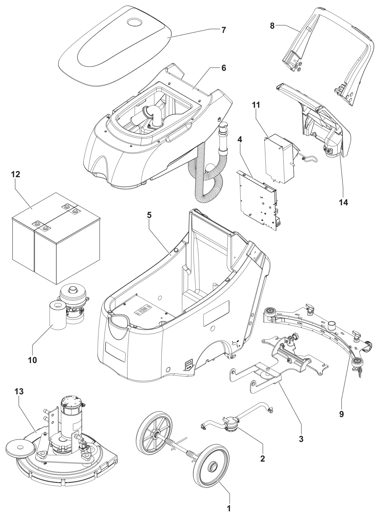 Exploded view of the Advance SC450 general system with numbered item callouts