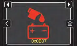 Red automatic battery watering fault screen with code 0x0B07