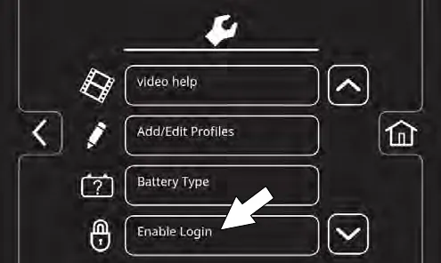 Enable Login button in the machine settings menu