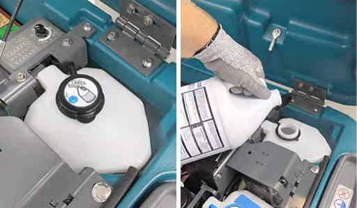 Severe environment tank cap and refilling the tank with detergent