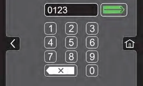 Number pad screen for assigning a login code with the green enter button