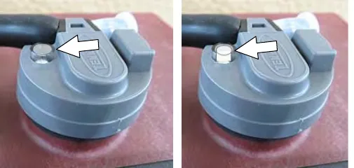 Level indicator float on a battery cap: low float means add water, high float means full
