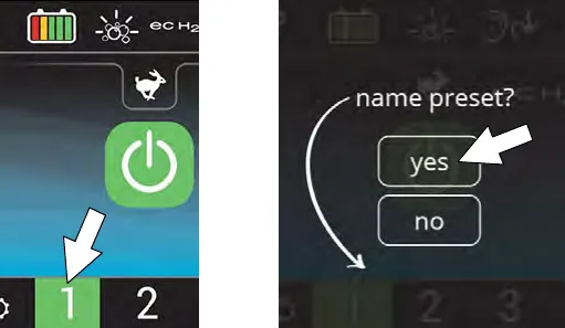 Prompt asking whether to name the new preset zone