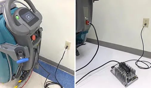 Machine plugged in to charge, and the off-board charger
