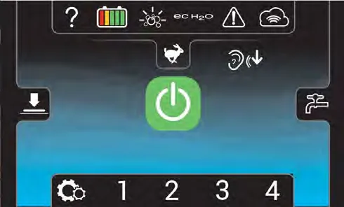 Operator Mode home screen without the machine settings button and maximum scrub speed button