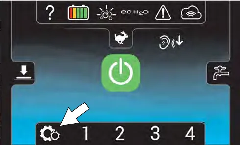 Supervisor mode home screen with the machine settings button