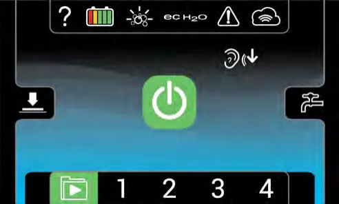 Operator Mode home screen with no machine settings button and no maximum scrub speed button