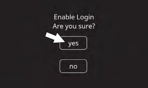 Yes button to enable login