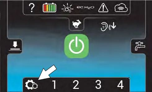Machine settings button on the supervisor home screen