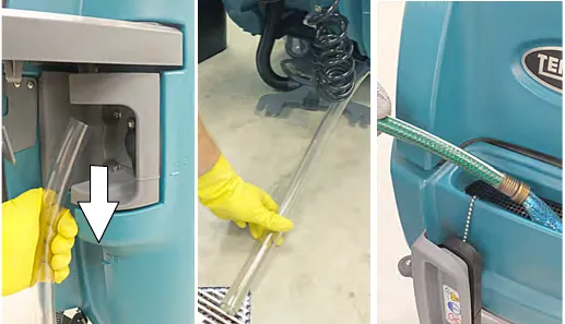 Draining and rinsing the solution tank