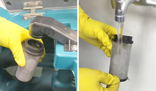 Removing and cleaning the float shut-off screen