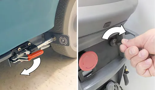 Parking brake lever released and key turned to the on position