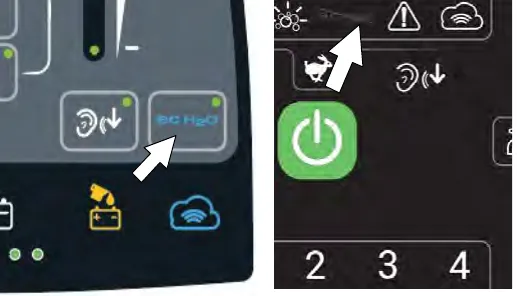 ec-H2O button on the Pro-Membrane and Pro-Panel control panels
