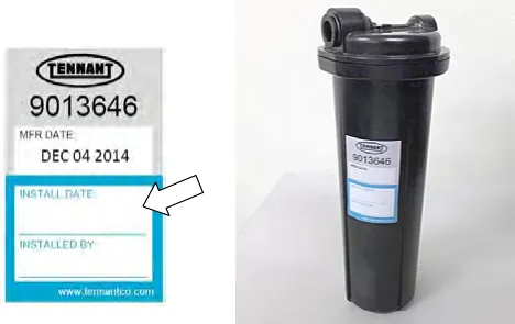 Filling in the installation date on the new cartridge label