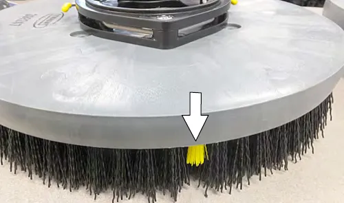 Brush bristles worn to the yellow indicator