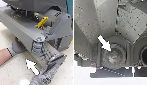 Guiding the brush onto the drive hub and refastening the latch