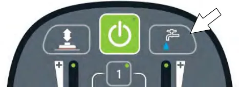 Solution flow button marked by an arrow on the Pro-Membrane panel