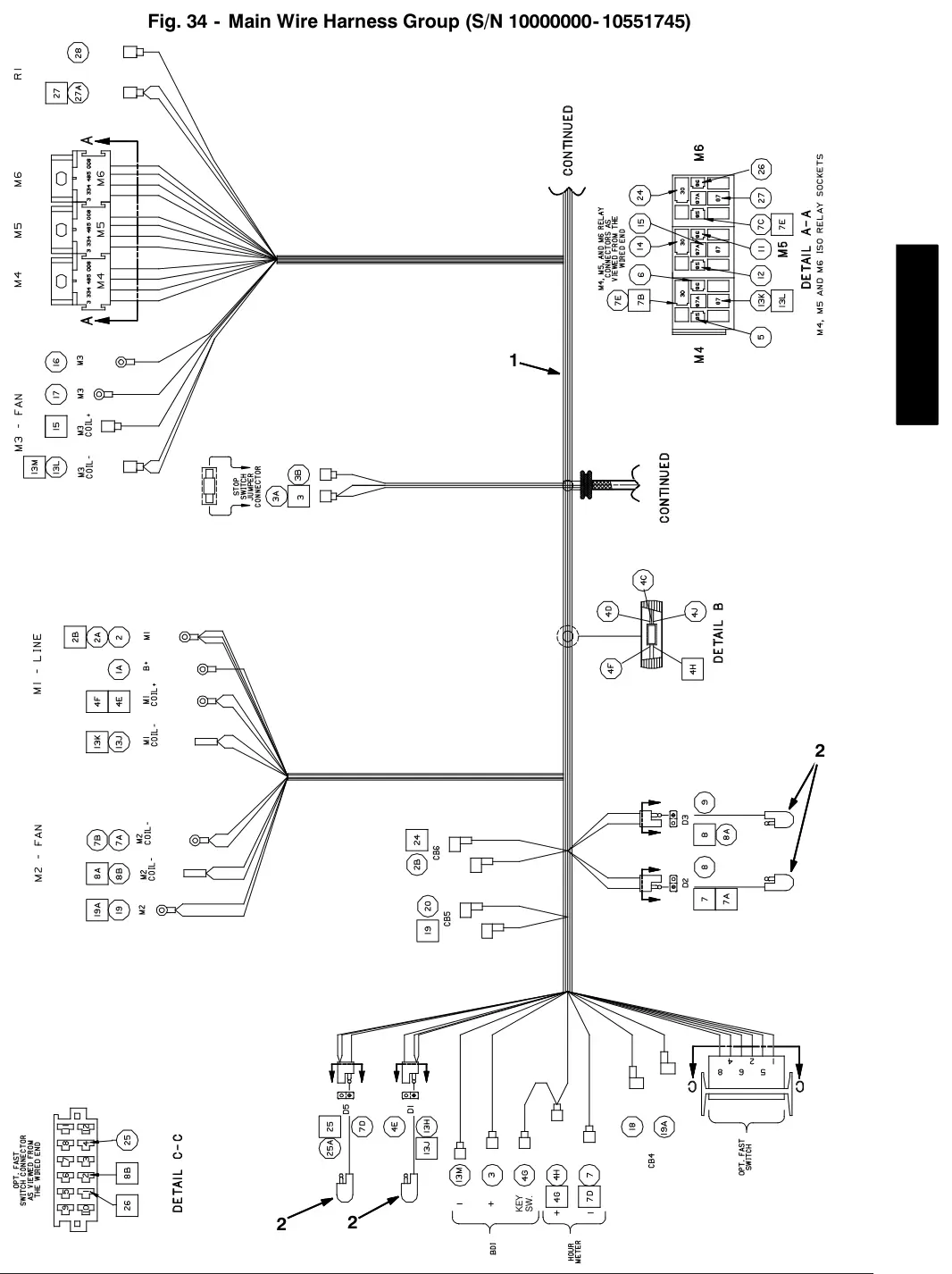 Tennant 5680 main wire harness group (s/n 10000000-10551745), first drawing page, manual page 73