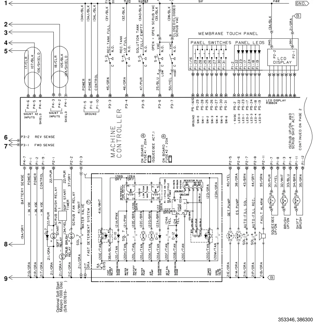 Tennant 8300 electrical schematic (004792 -), sheet 2, manual page 2-125