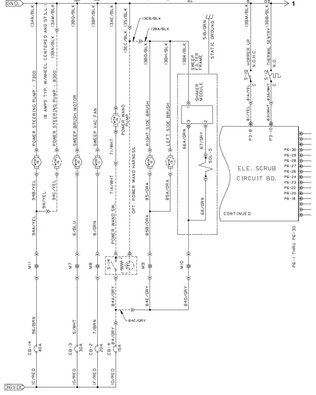 Tennant 8300 electrical schematic (004792 -), sheet 3, manual page 2-126