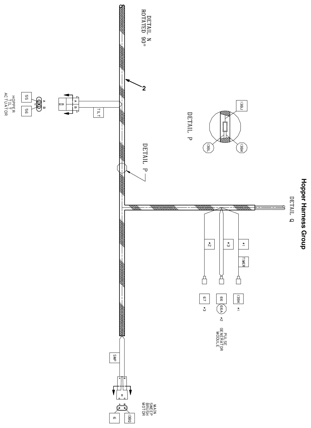 Tennant 8300 electrical wire harnesses group, drawing 14, manual page 2-143
