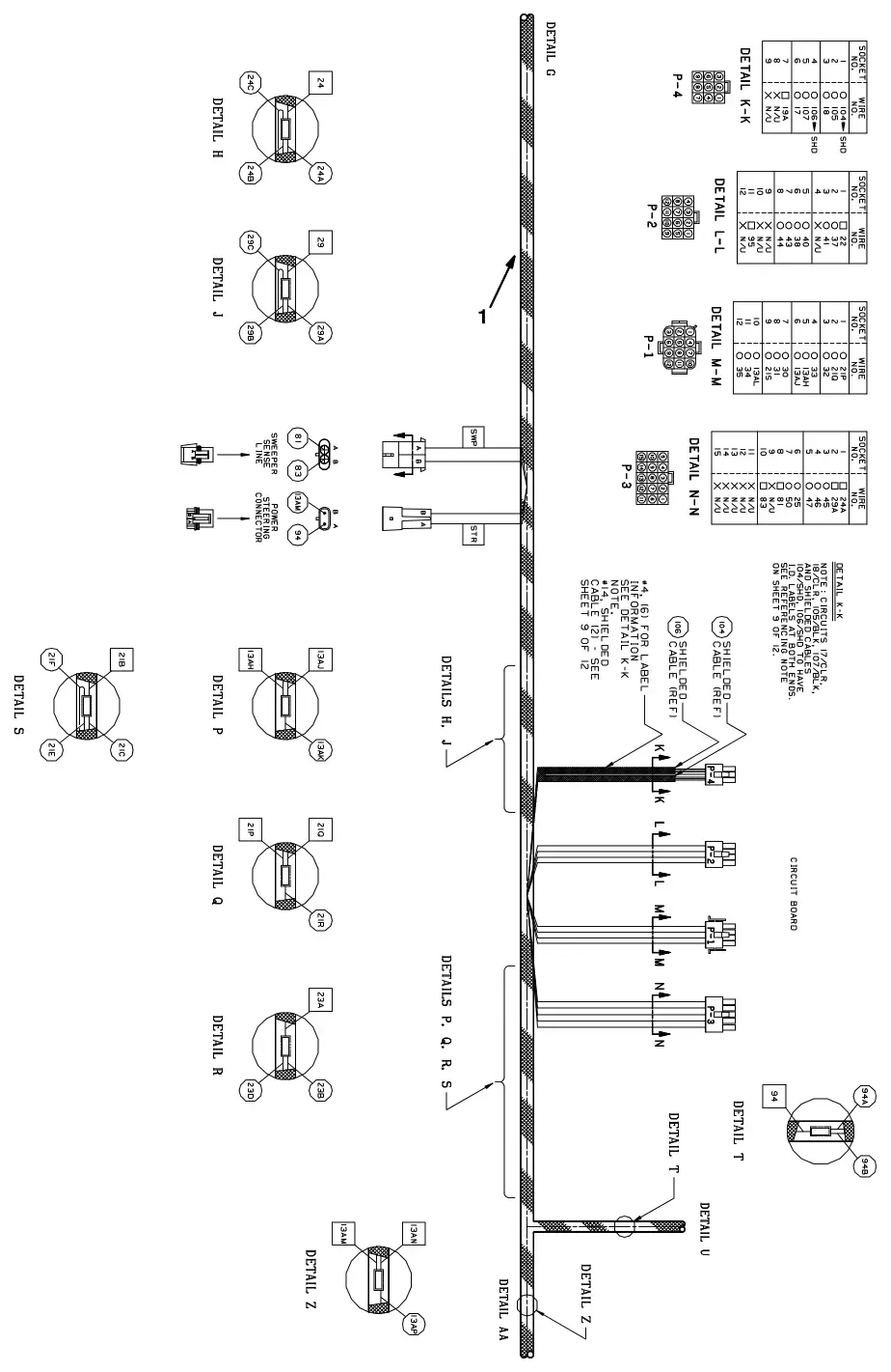 Tennant 8300 electrical wire harnesses group, drawing 2, manual page 2-131