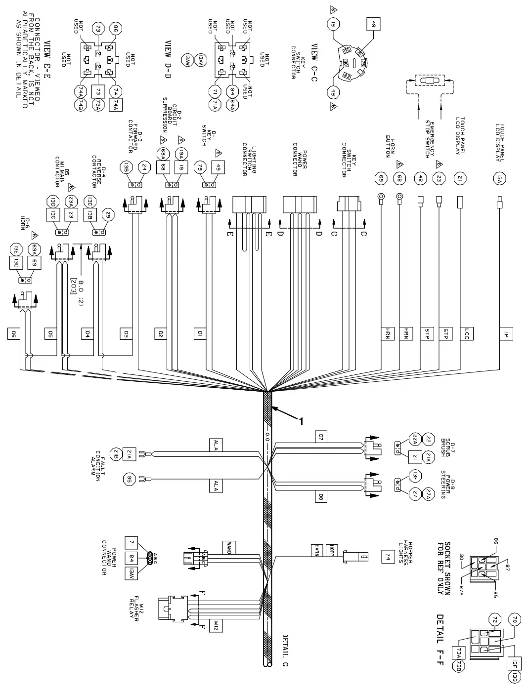 Tennant 8300 electrical wire harnesses group, drawing 1, manual page 2-130