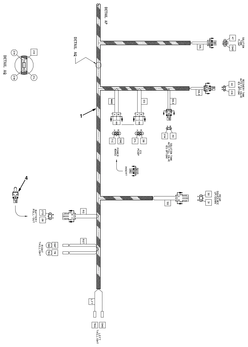 Tennant 8300 electrical wire harnesses group, drawing 9, manual page 2-138