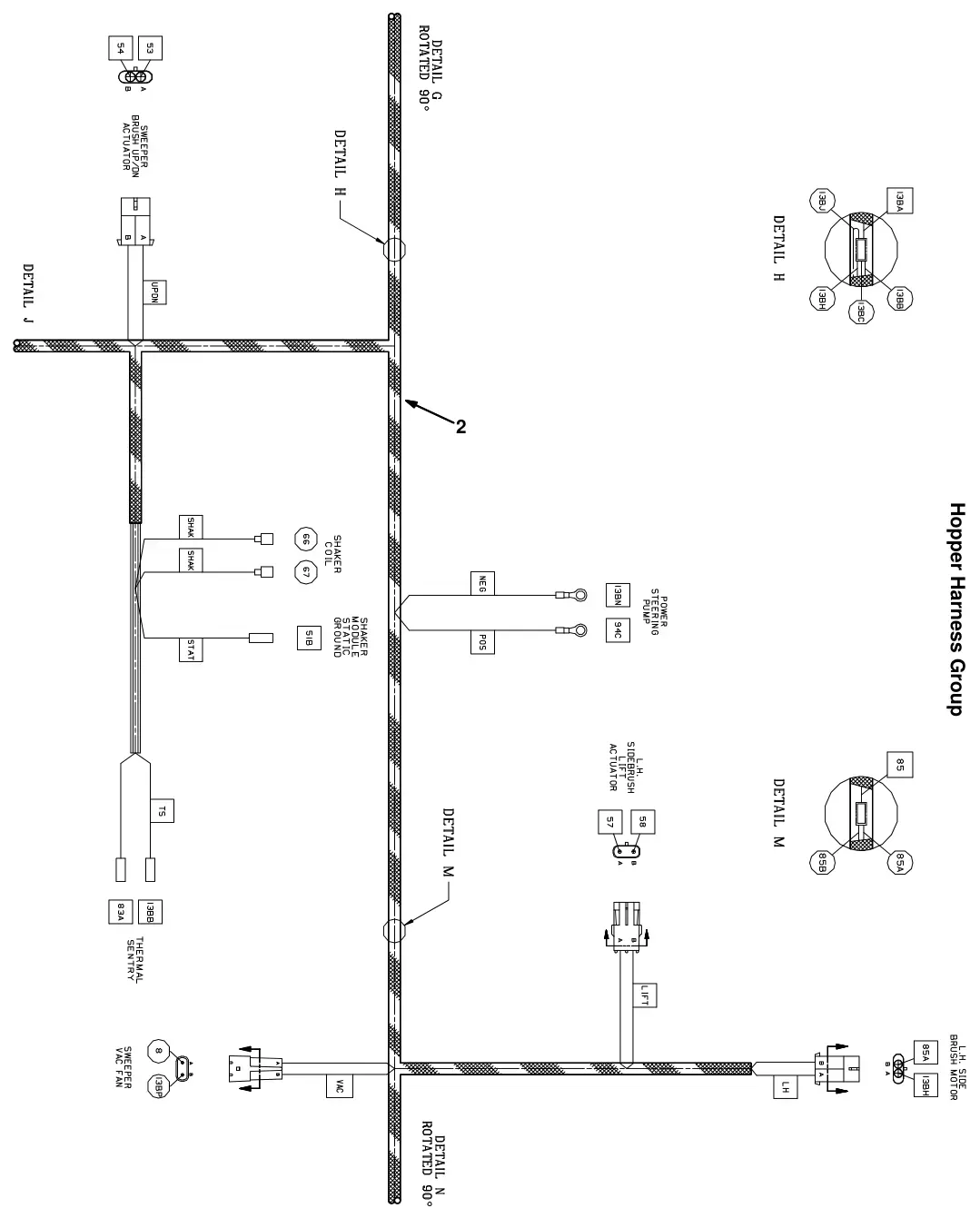 Tennant 8300 electrical wire harnesses group, drawing 12, manual page 2-141