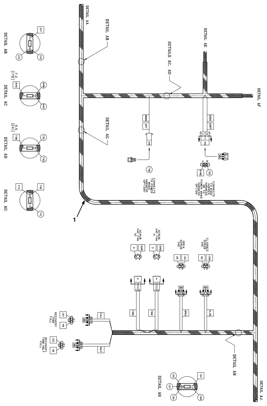 Tennant 8300 electrical wire harnesses group, drawing 5, manual page 2-134