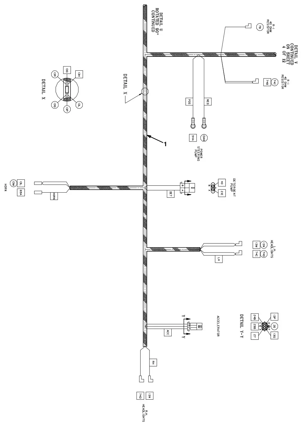 Tennant 8300 electrical wire harnesses group, drawing 3, manual page 2-132