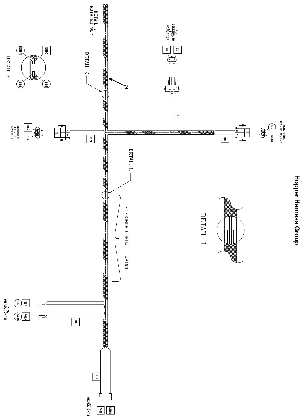Tennant 8300 electrical wire harnesses group, drawing 13, manual page 2-142
