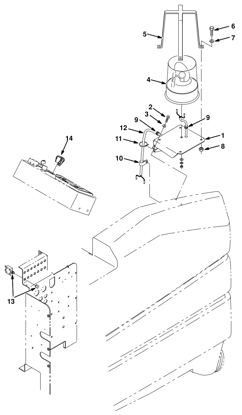 Tennant 8300 revolving light kit (000000 - 006999) (option) drawing, manual page 3-4
