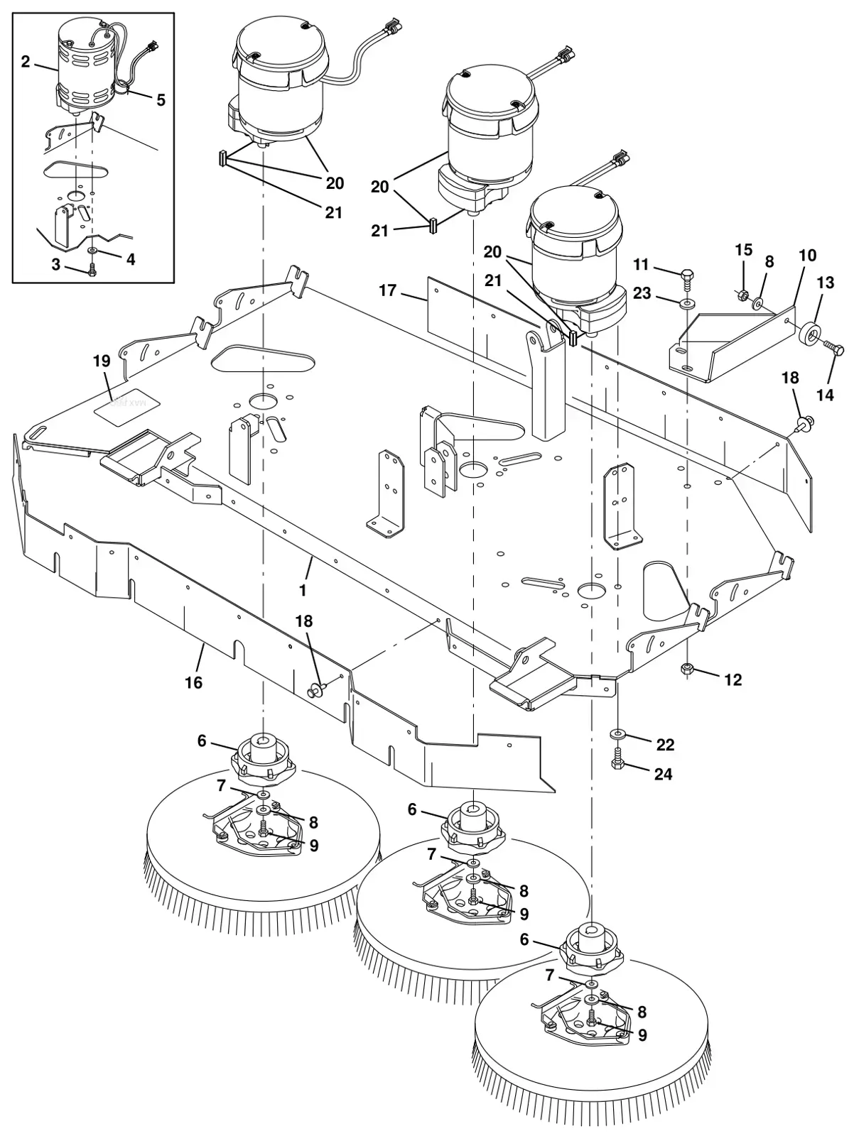 Tennant 8300 max pro 1200 (disc - brush) scrub head frame group (option) drawing, manual page 3-30