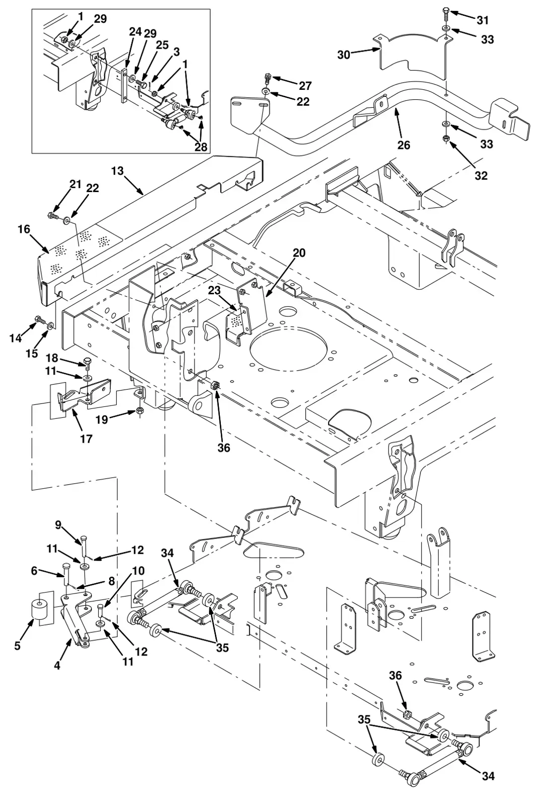 Tennant 8300 max pro 1200 (disc - brush) scrub head linkage group (option) drawing, manual page 3-32