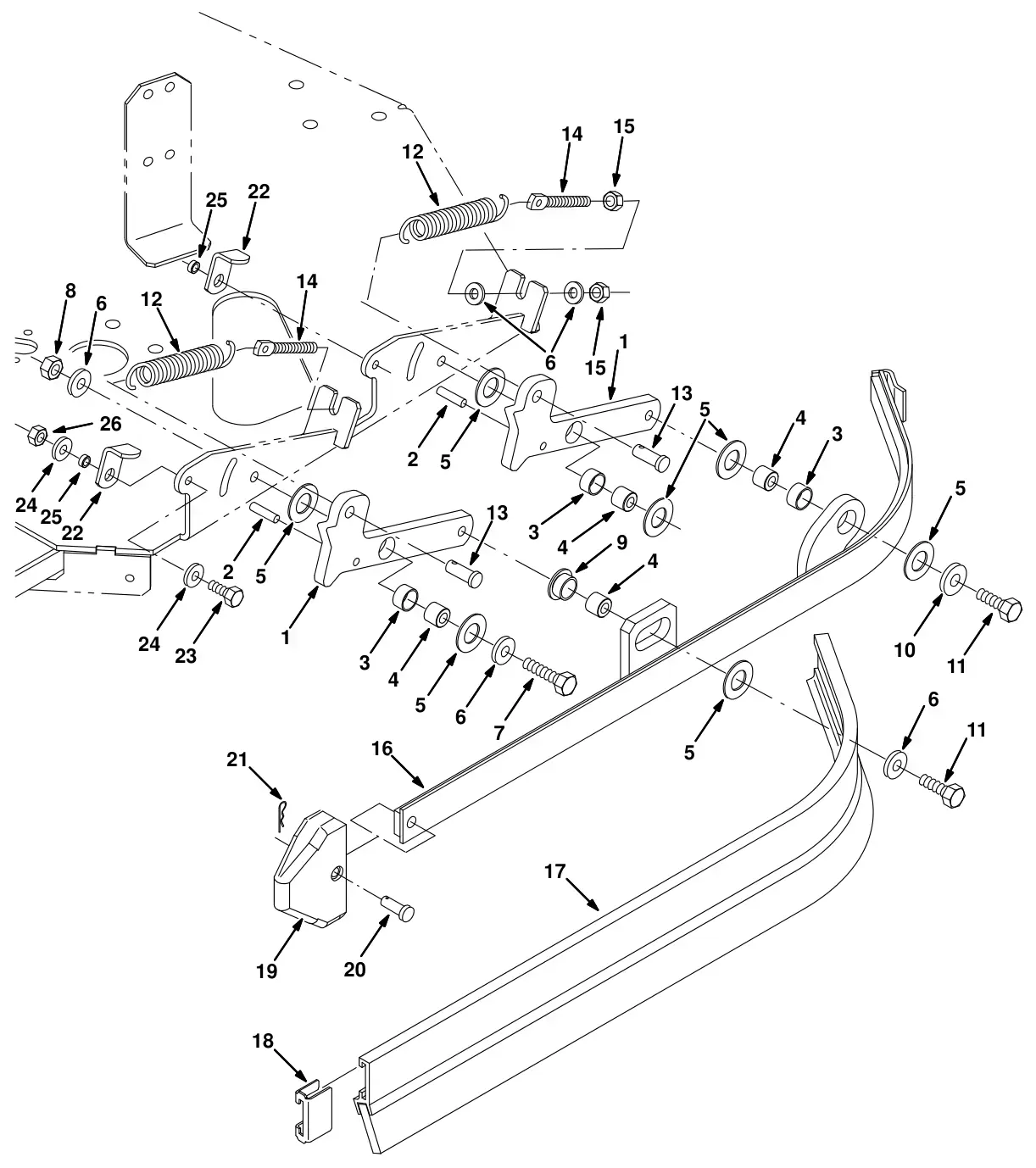 Tennant 8300 max pro 1200 (disc - brush) left side squeegee group (option) drawing, manual page 3-44